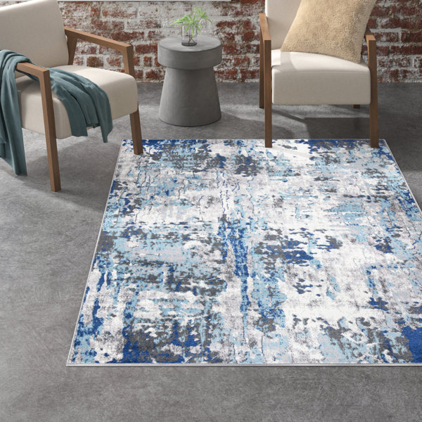 Steelside™ Chisinau Abstract Blue/Gray/Ivory Area Rug & Reviews Wayfair